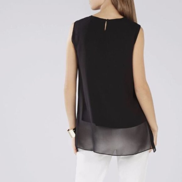 BCBGMAXAZRIA | 100% Silk Lorielle Sleeveless Blouse Top in Black | Size Small - Picture 2 of 11